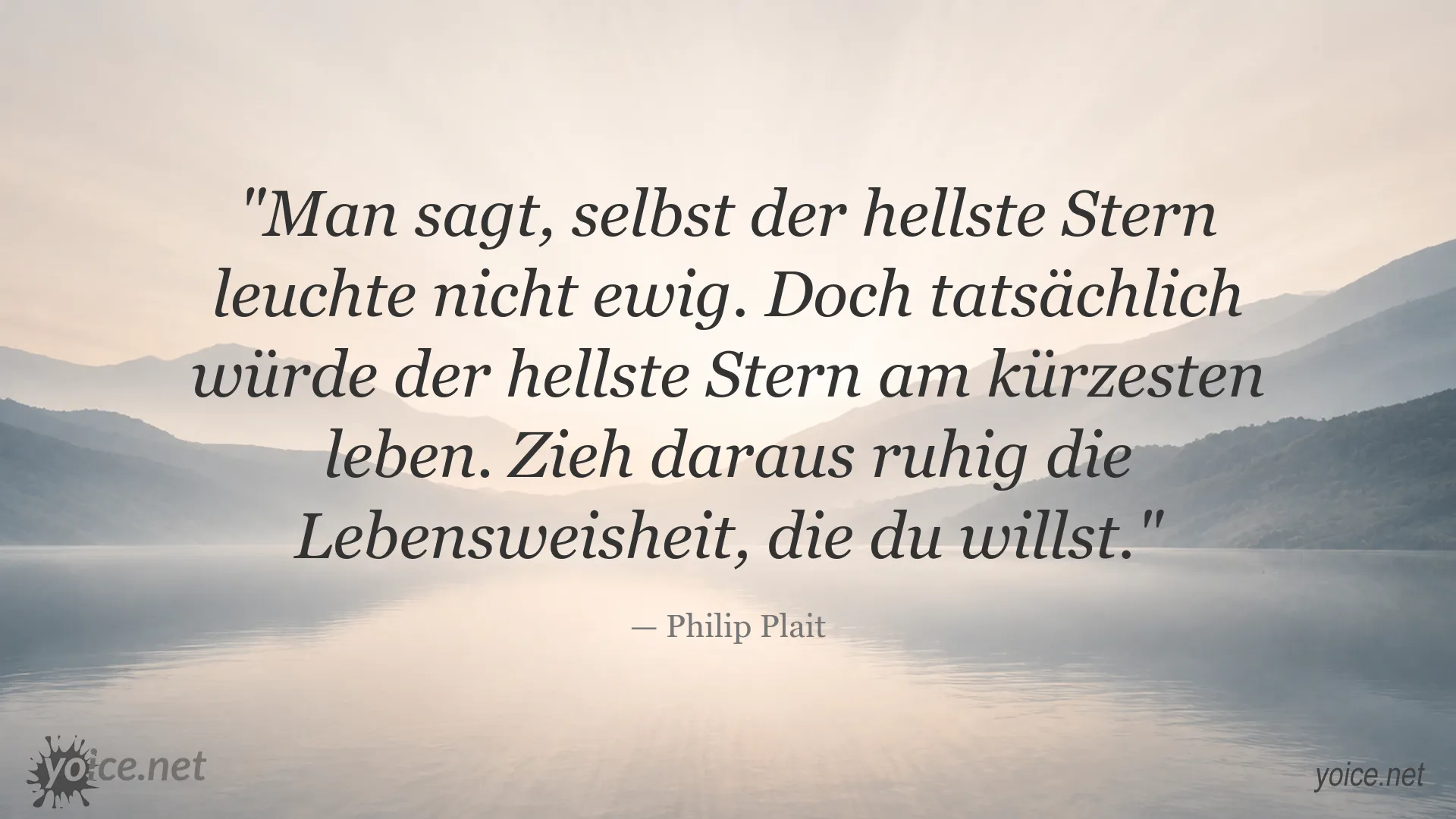Zitatgrafik von Philip Plait über Sterne, Vergänglichkeit und Lebensweisheit