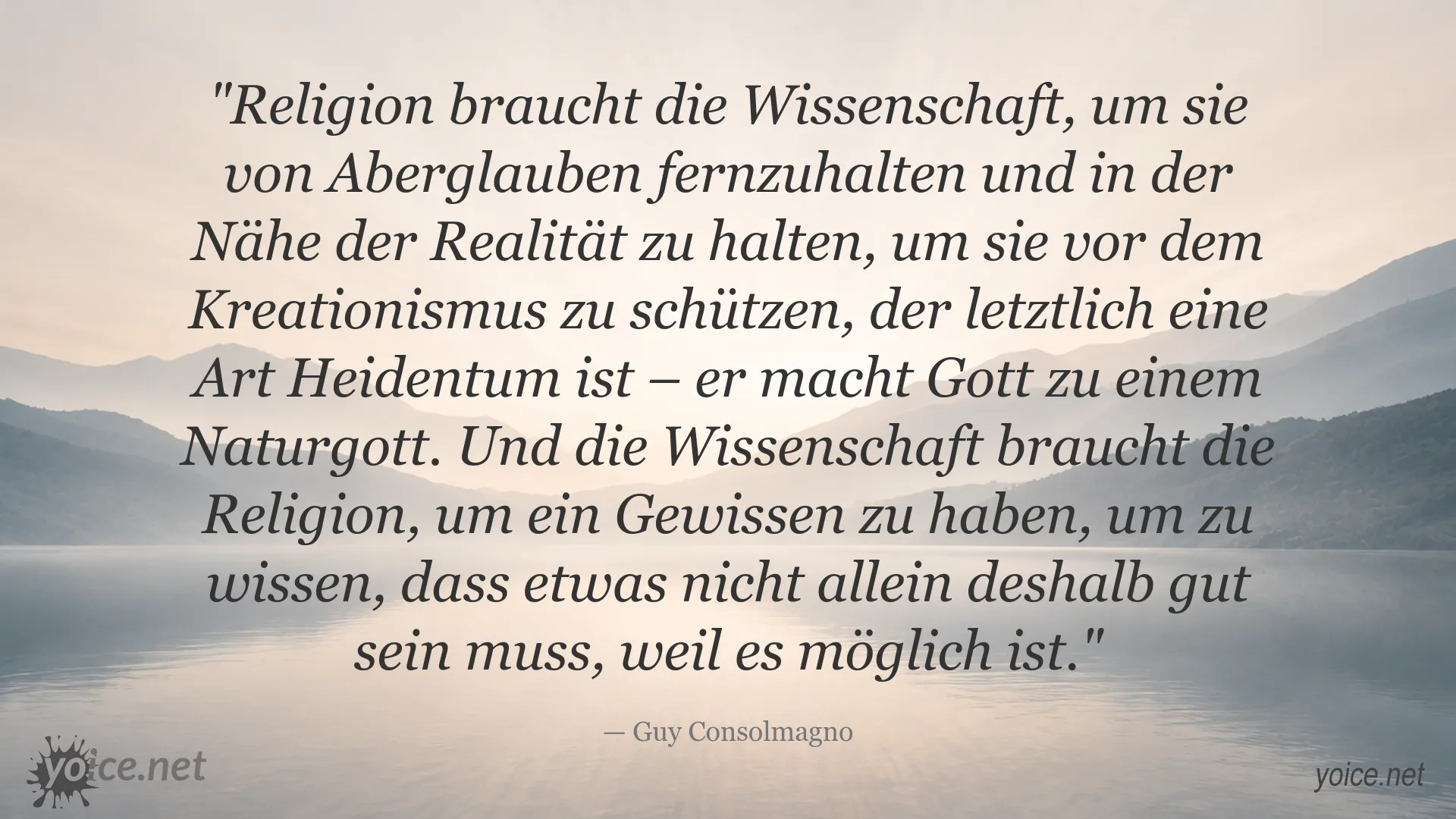 Zitatbild über das Verhältnis von Religion und Wissenschaft von Guy Consolmagno