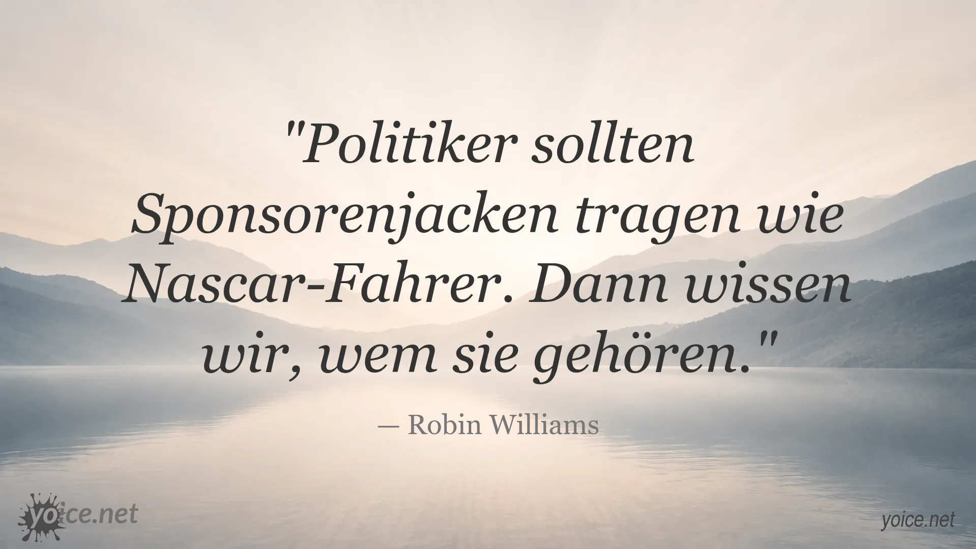Zitat von Robin Williams über Politiker, die Sponsorenjacken wie Nascar-Fahrer tragen sollten