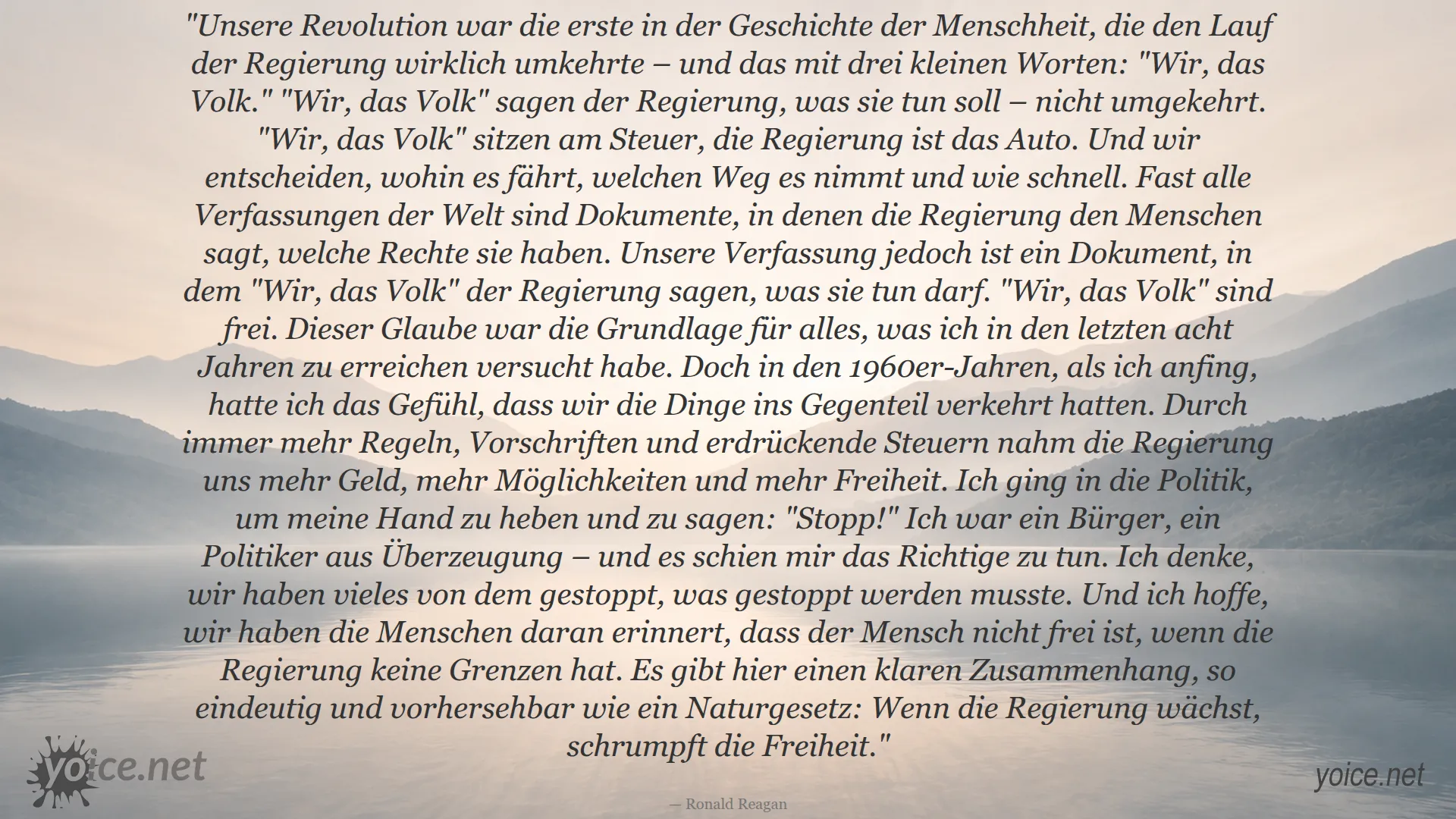 Ronald Reagan Zitat über die Kraft von Wir das Volk und die Bedeutung von Freiheit