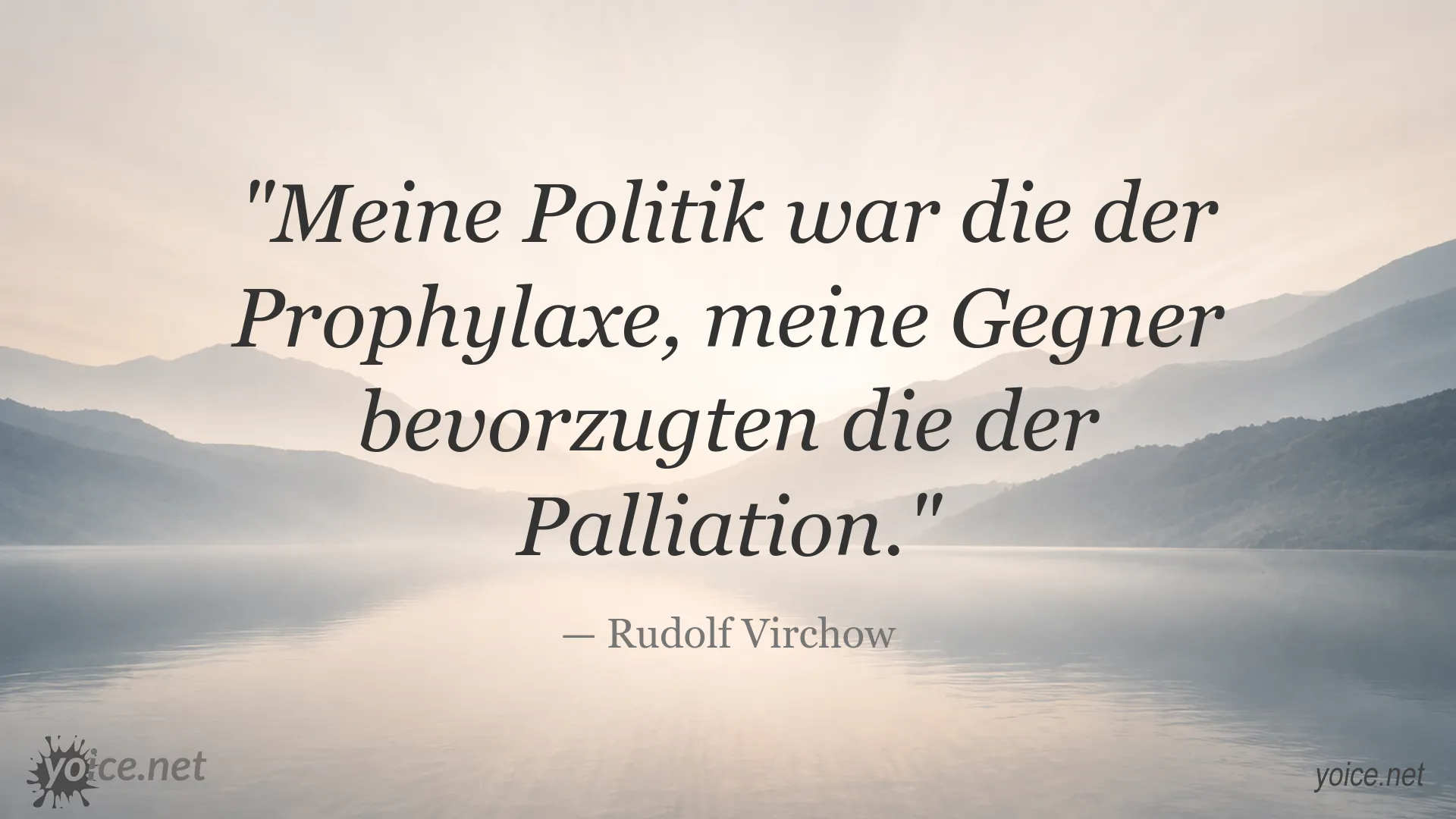 Zitatbild von Rudolf Virchow über Prophylaxe und Palliation