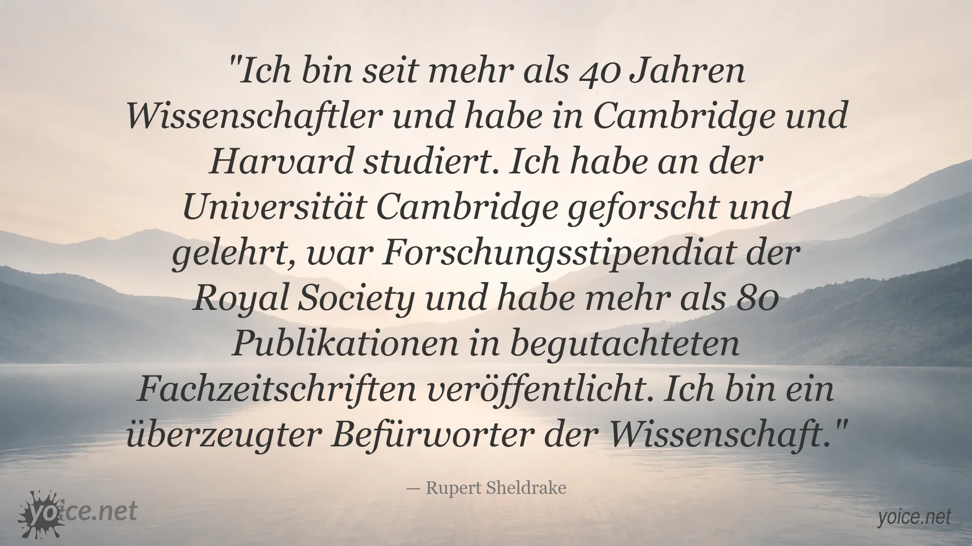 Zitatgrafik von Rupert Sheldrake über Wissenschaft und Forschung