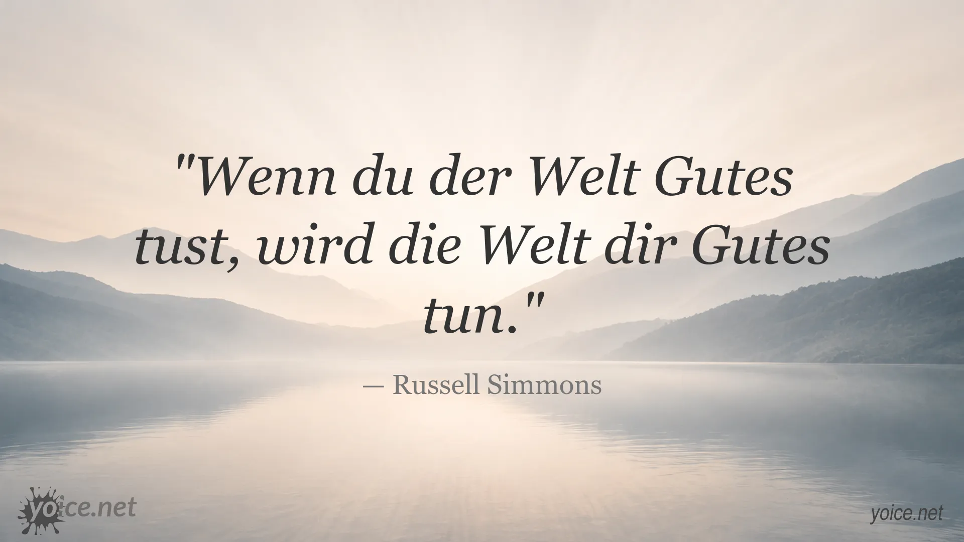 Zitatbild von Russell Simmons über gutes Handeln und positive Wirkung