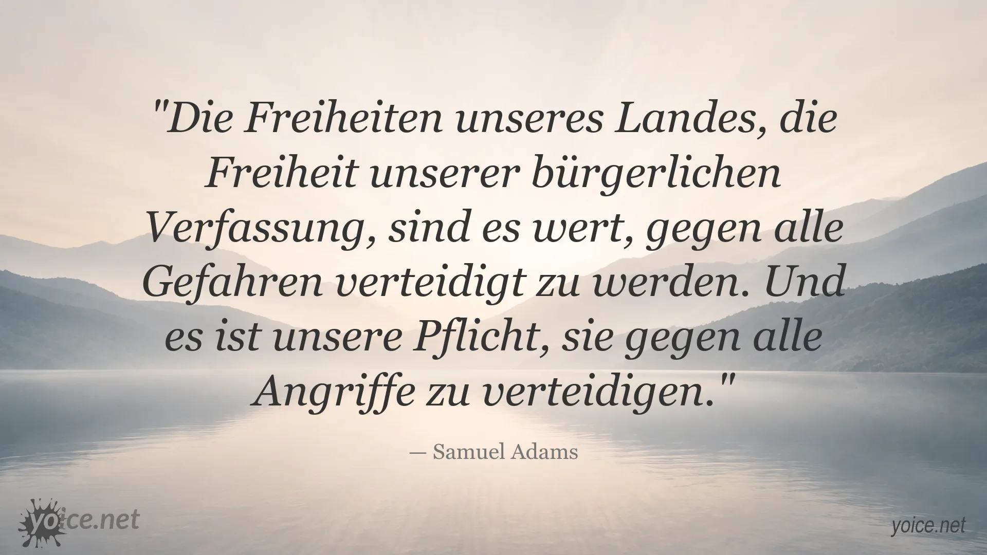 Zitatbild von Samuel Adams über die Verteidigung von Freiheit und bürgerlicher Verfassung