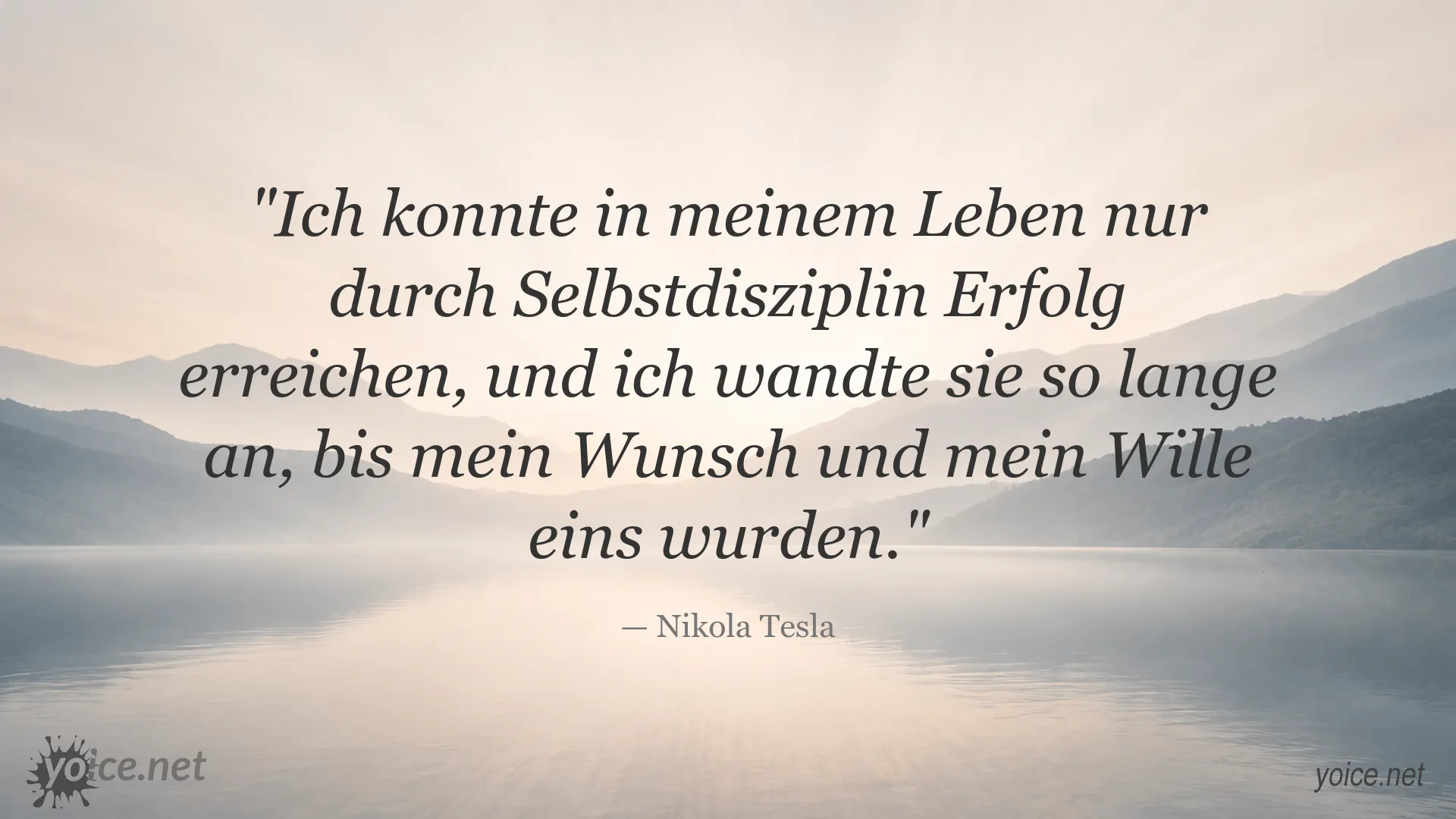 Zitatbild von Nikola Tesla über Selbstdisziplin und Erfolg