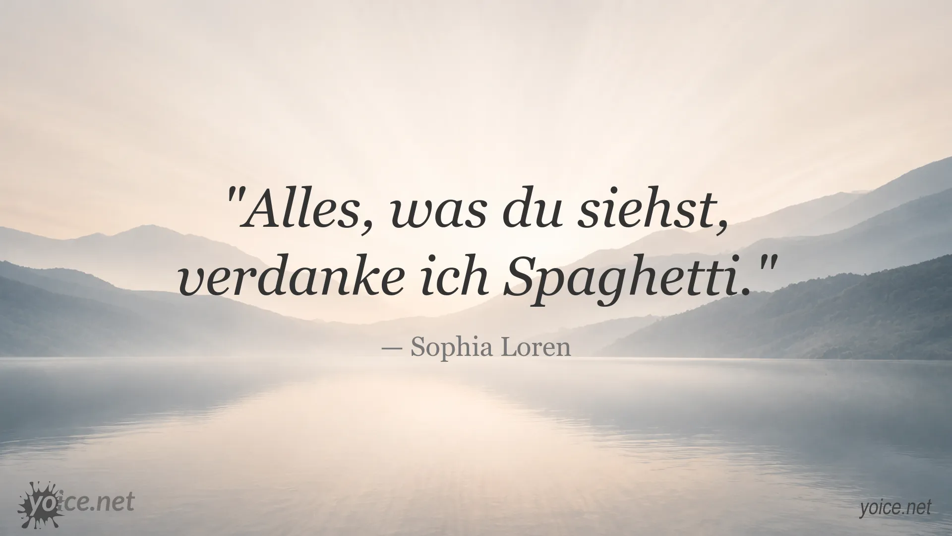 Zitatbild mit einem Zitat von Sophia Loren über Spaghetti