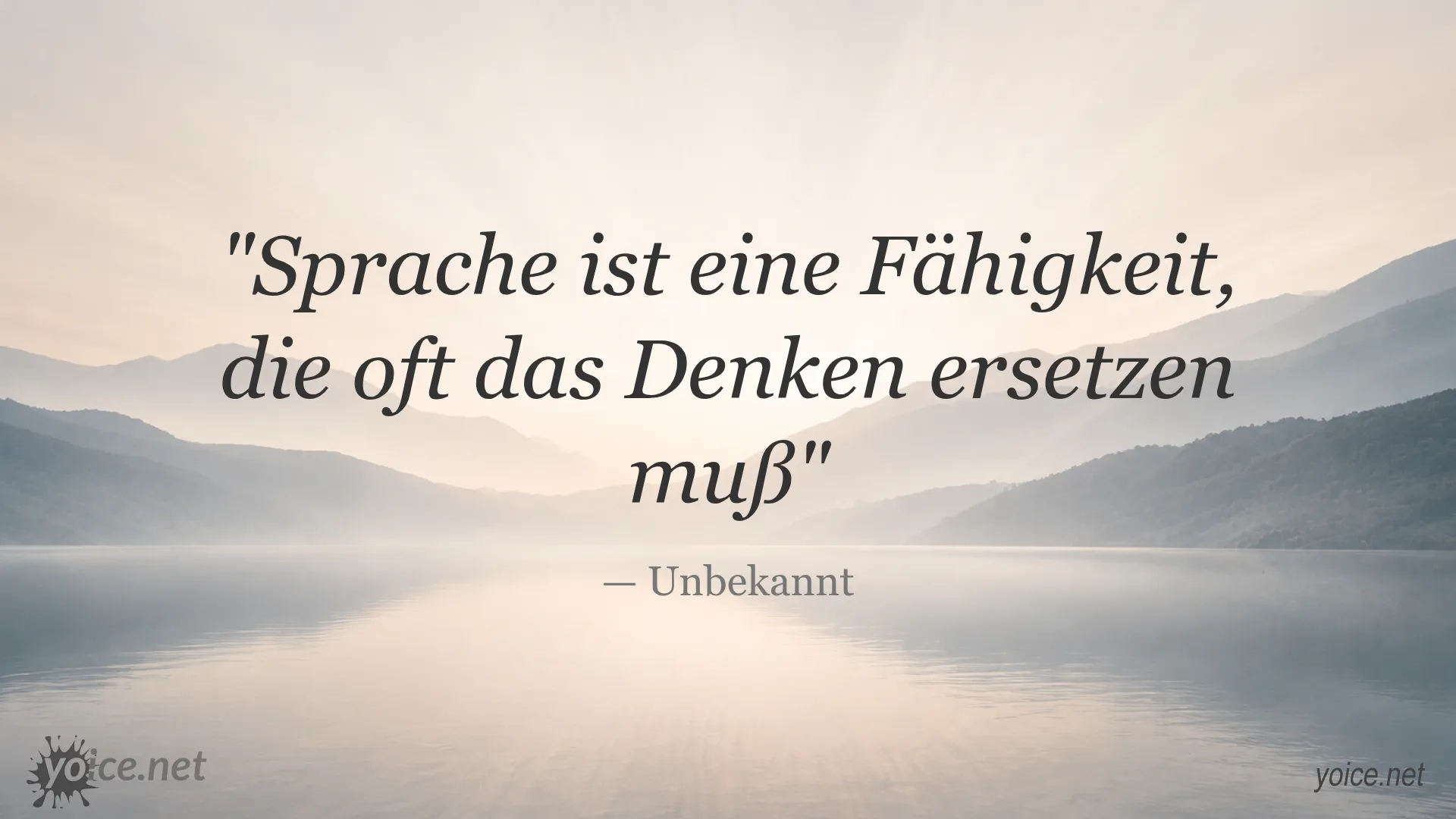 Sprache ist eine Fähigkeit, die oft das Denken ersetzen muss, Zitat von Unbekannt