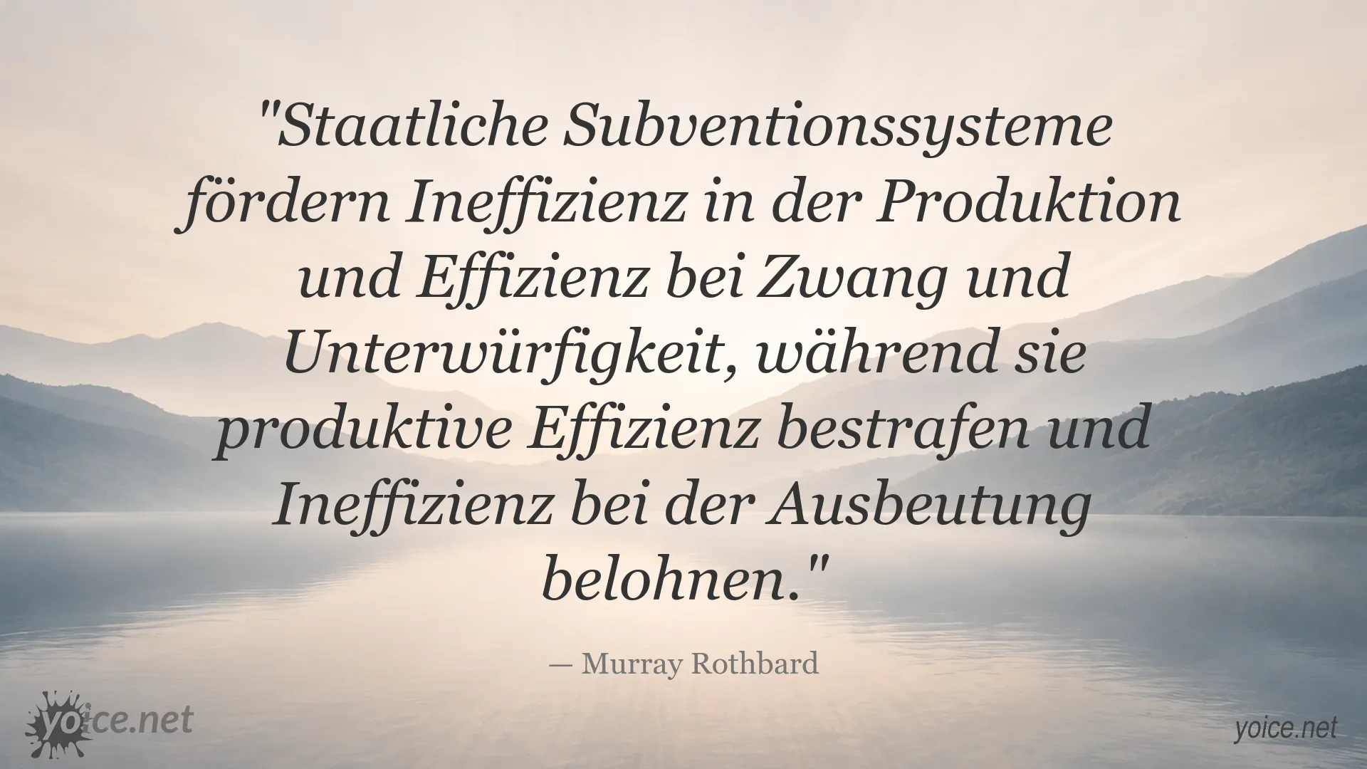 Zitatgrafik von Murray Rothbard über staatliche Subventionen und wirtschaftliche Ineffizienz
