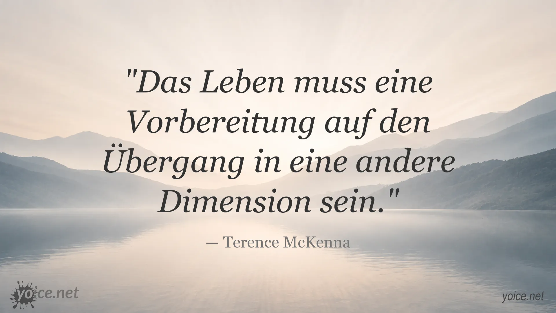 Zitatgrafik von Terence McKenna über das Leben als Vorbereitung auf eine andere Dimension