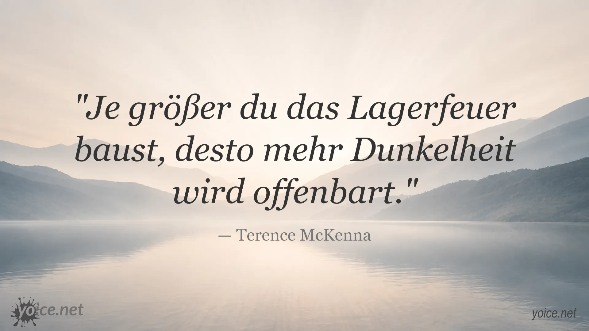 Zitatgrafik von Terence McKenna über Erkenntnis und die Offenbarung von Dunkelheit