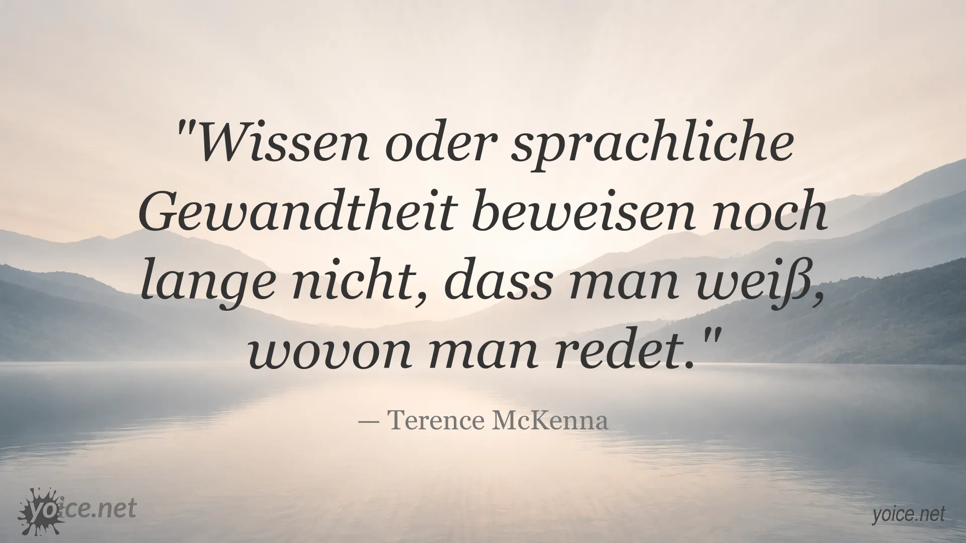 Zitatbild von Terence McKenna über Wissen, sprachliche Gewandtheit und echtes Verständnis