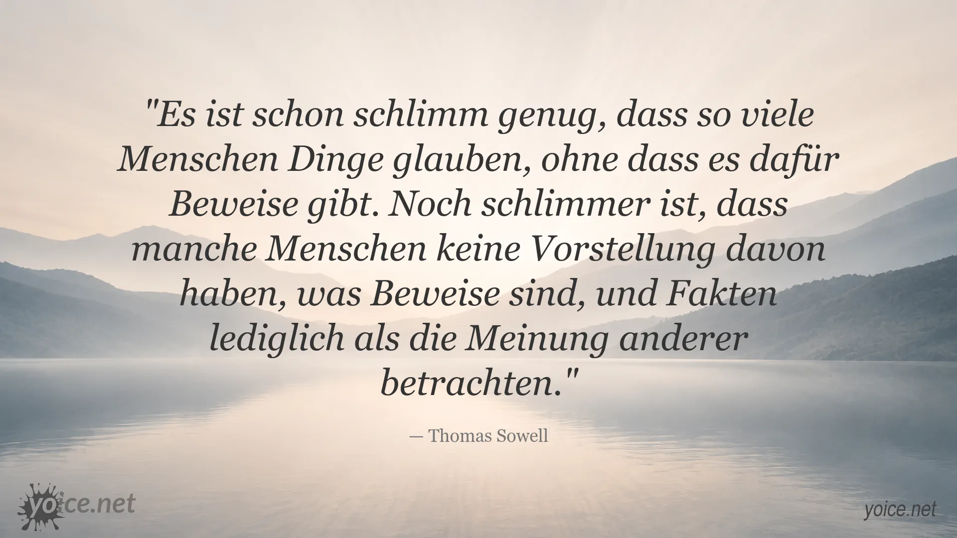 Zitatbild von Thomas Sowell über die Bedeutung von Beweisen und Fakten