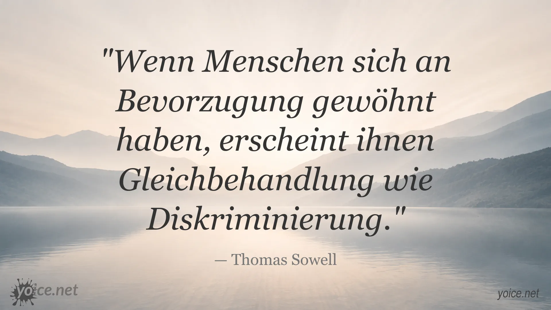 Zitatgrafik von Thomas Sowell über Gleichbehandlung und Bevorzugung