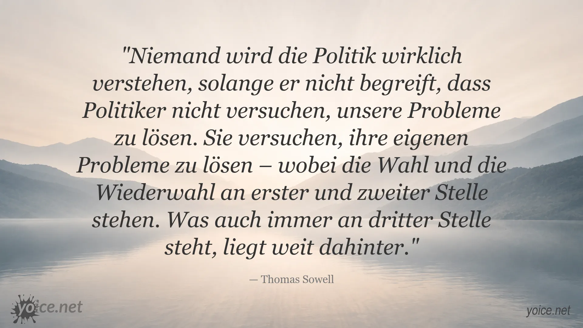 Thomas Sowell Zitat über Politik, eigene Interessen und Wiederwahl
