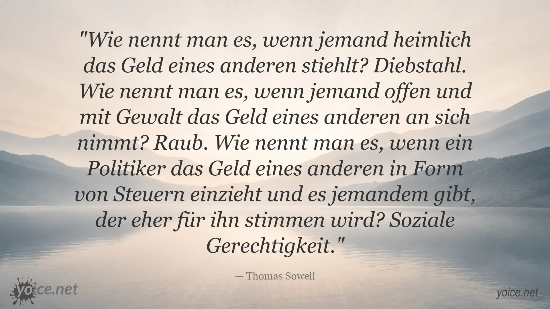 Thomas Sowell Zitat über Steuern, Raub und soziale Gerechtigkeit