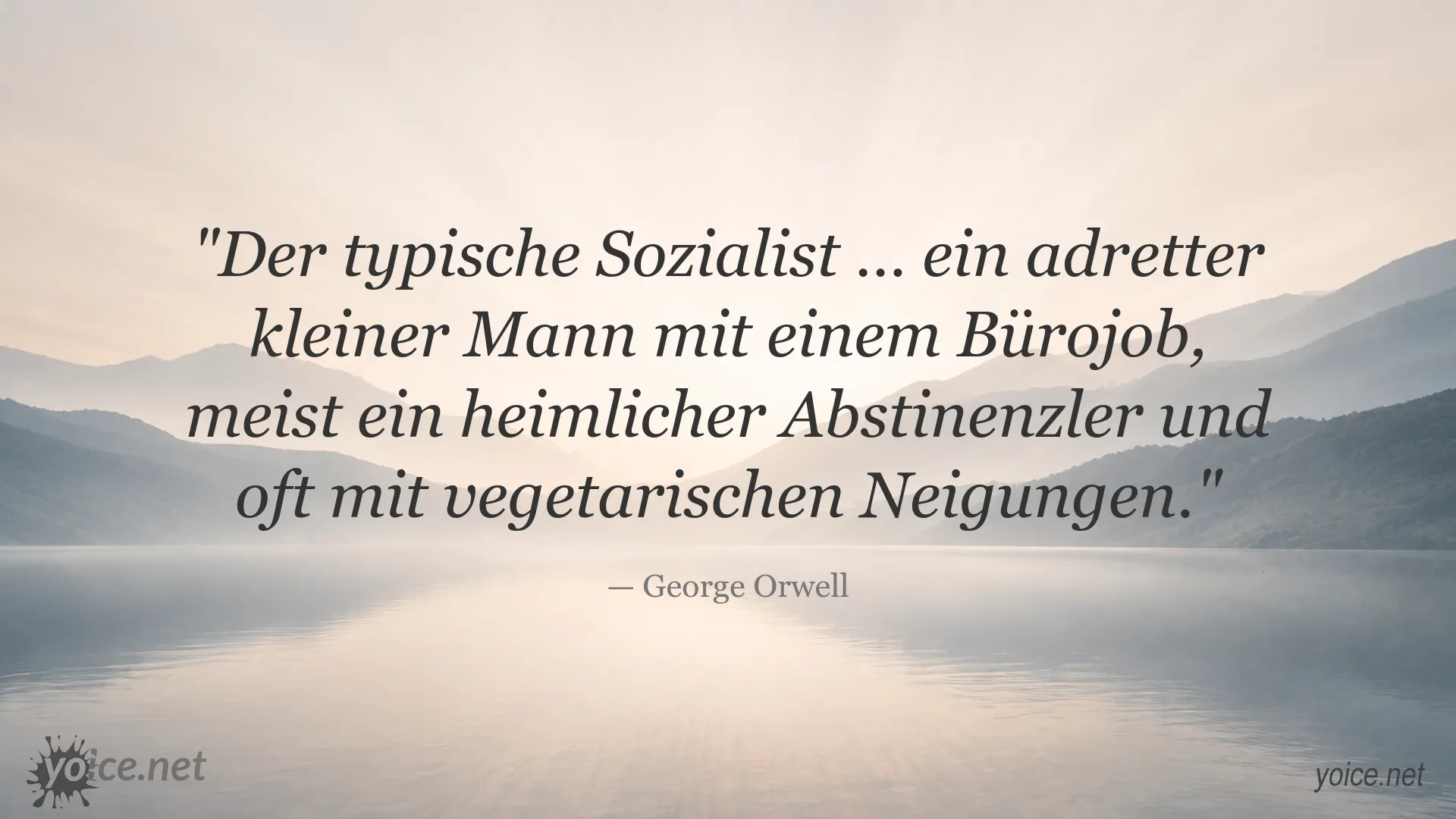 Zitatbild mit einem Zitat von George Orwell über den typischen Sozialisten