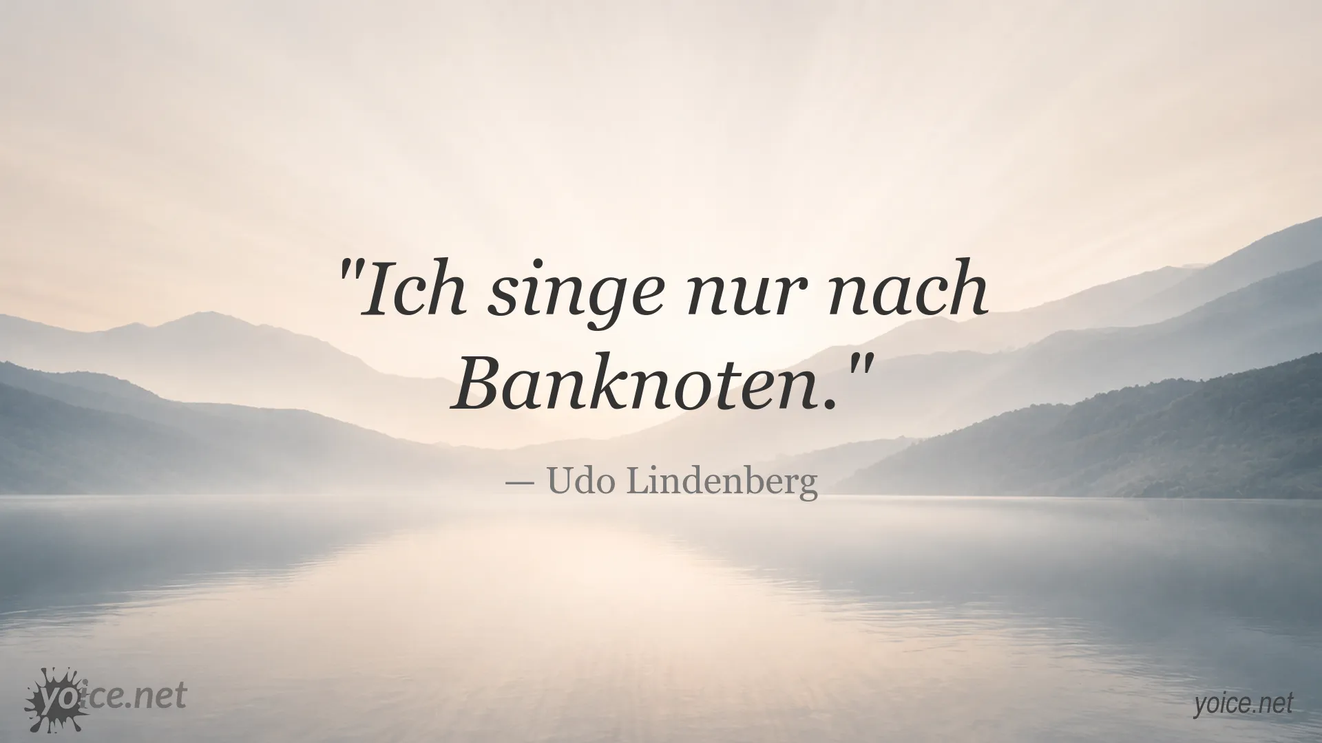 Zitatgrafik mit einem Zitat von Udo Lindenberg über Banknoten