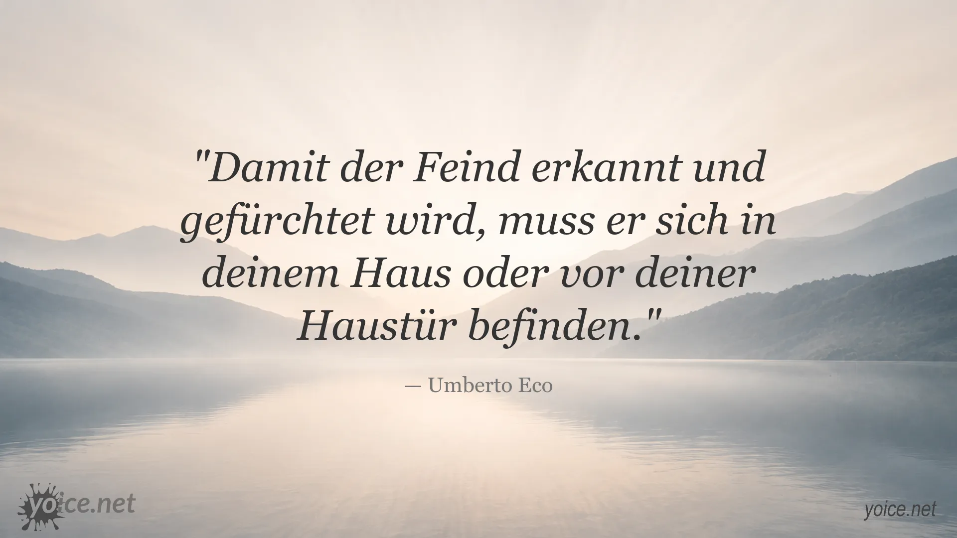 Zitatbild von Umberto Eco über Feindbilder und Angst