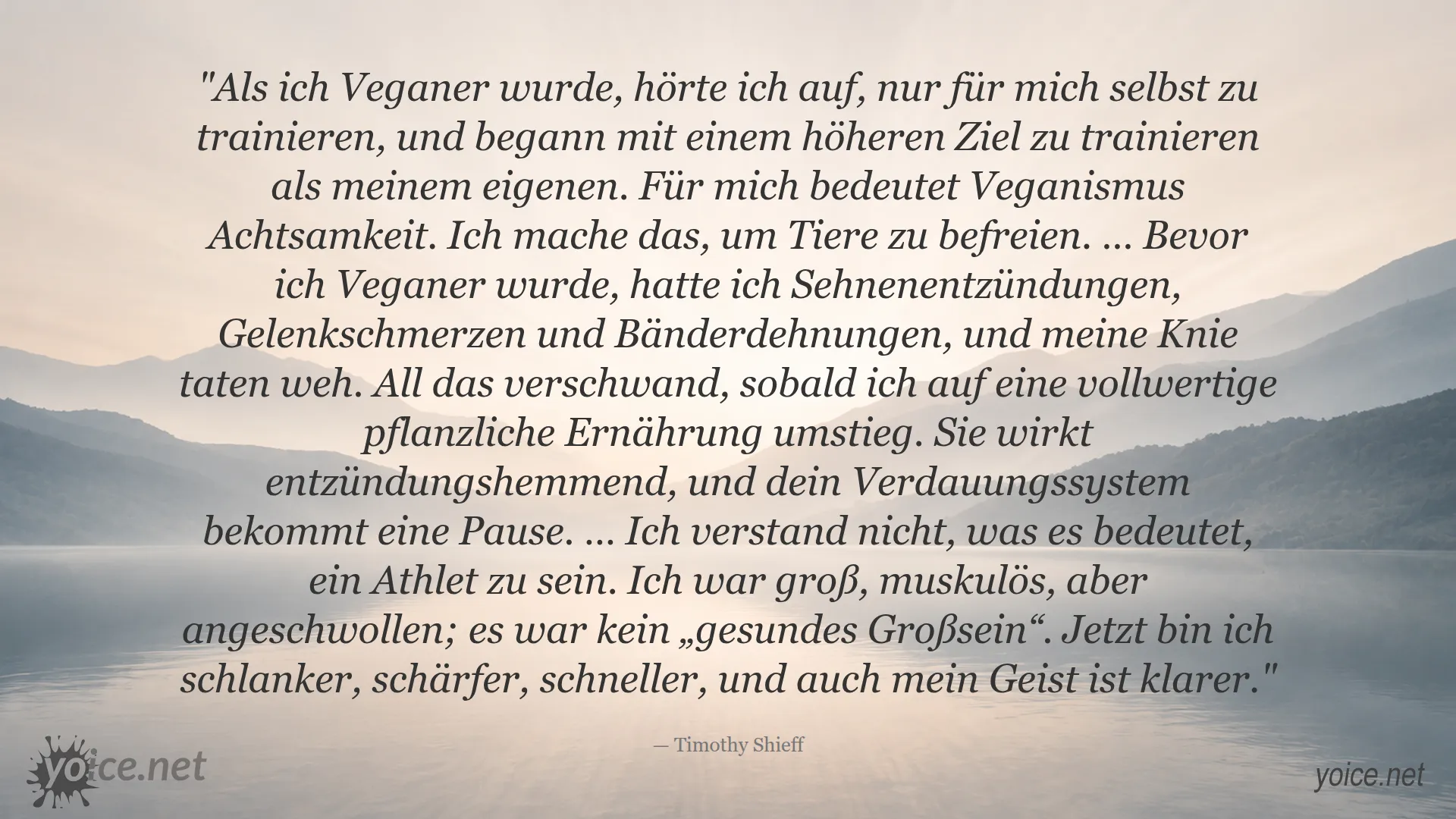 Zitat von Timothy Shieff über Veganismus und Athletik