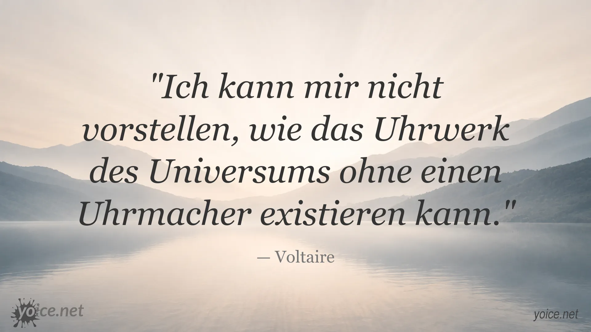 Zitatbild von Voltaire über das Uhrwerk des Universums