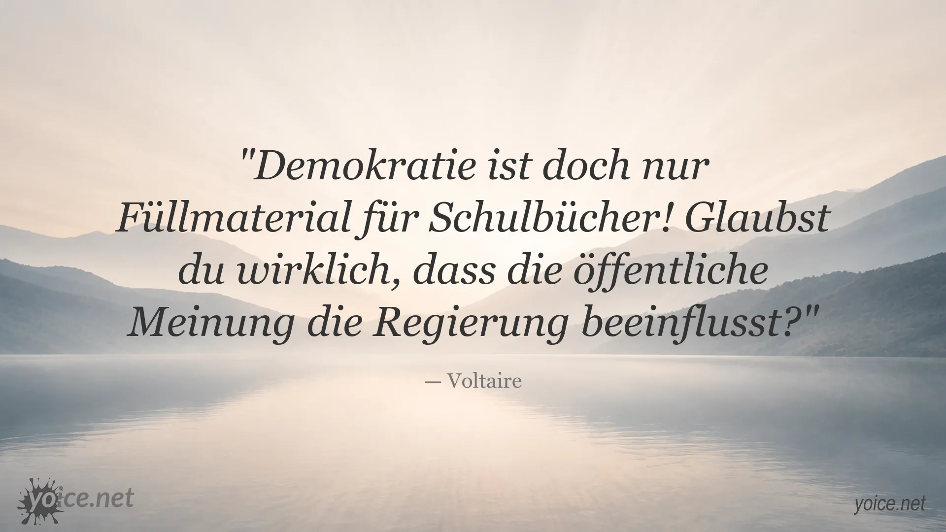 Voltaire-Zitat über Demokratie und den Einfluss der öffentlichen Meinung auf die Regierung