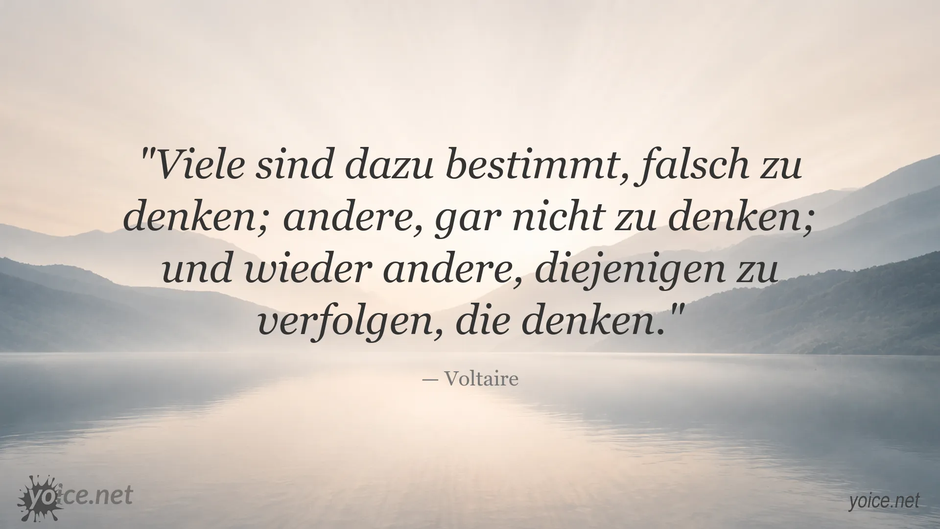 Inspirierendes Voltaire Zitat über Denken, Irrtum und die Verfolgung Andersdenkender