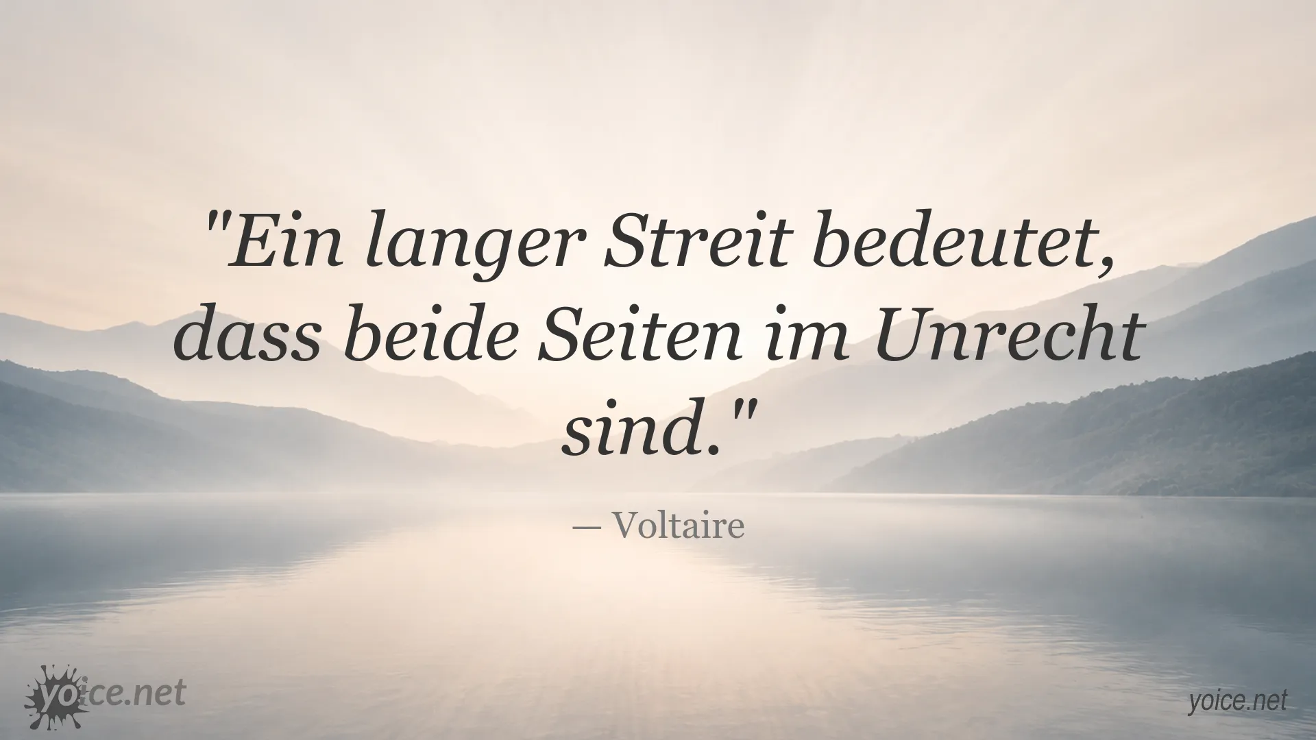 Zitatgrafik von Voltaire über Streit und gegenseitiges Unrecht