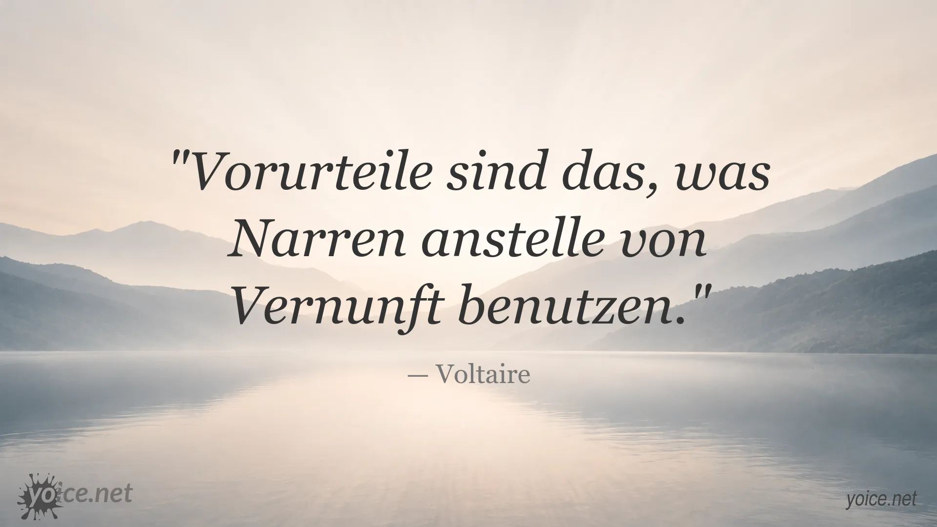 Zitatbild von Voltaire über Vorurteile und Vernunft