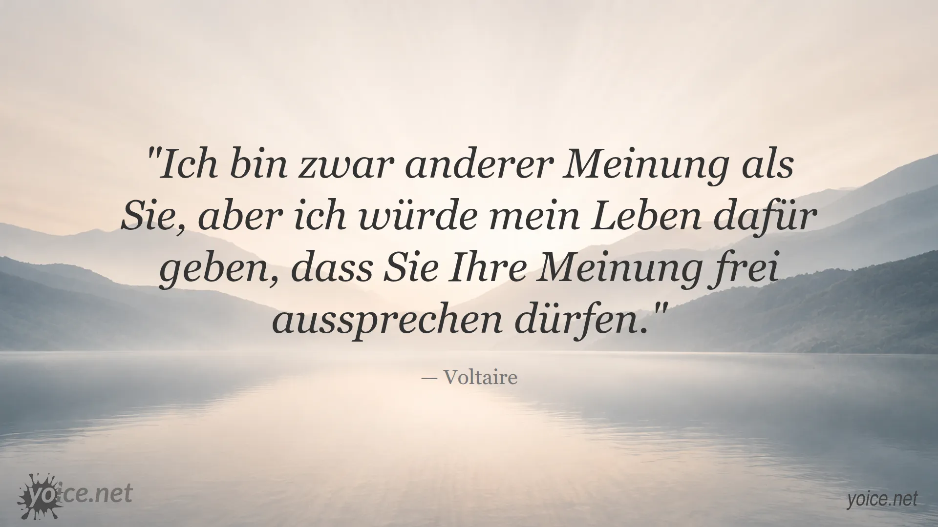 Zitat von Voltaire über Meinungsfreiheit und Toleranz