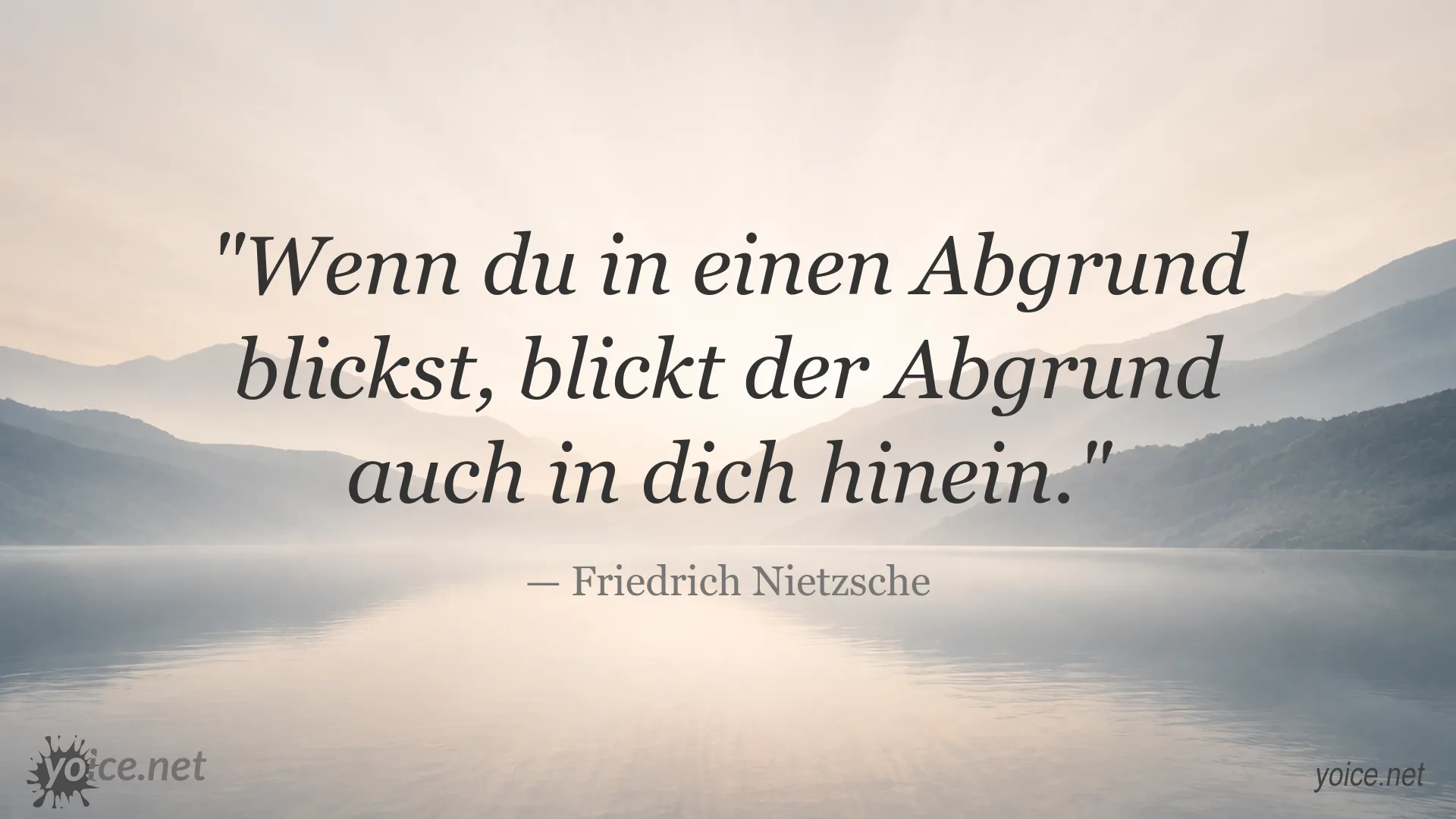 Zitatbild von Friedrich Nietzsche zum Thema Abgrund und Selbstreflexion