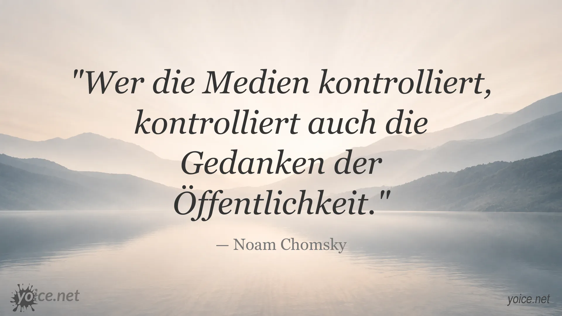 Zitatgrafik zum Thema Medien und öffentliche Meinung von Noam Chomsky