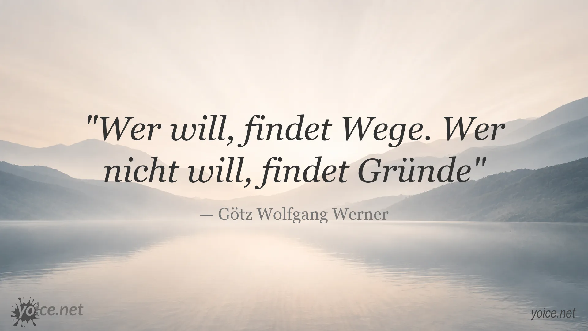Motivational quote by Götz Wolfgang Werner saying 'Wer will, findet Wege. Wer nicht will, findet Gründe'