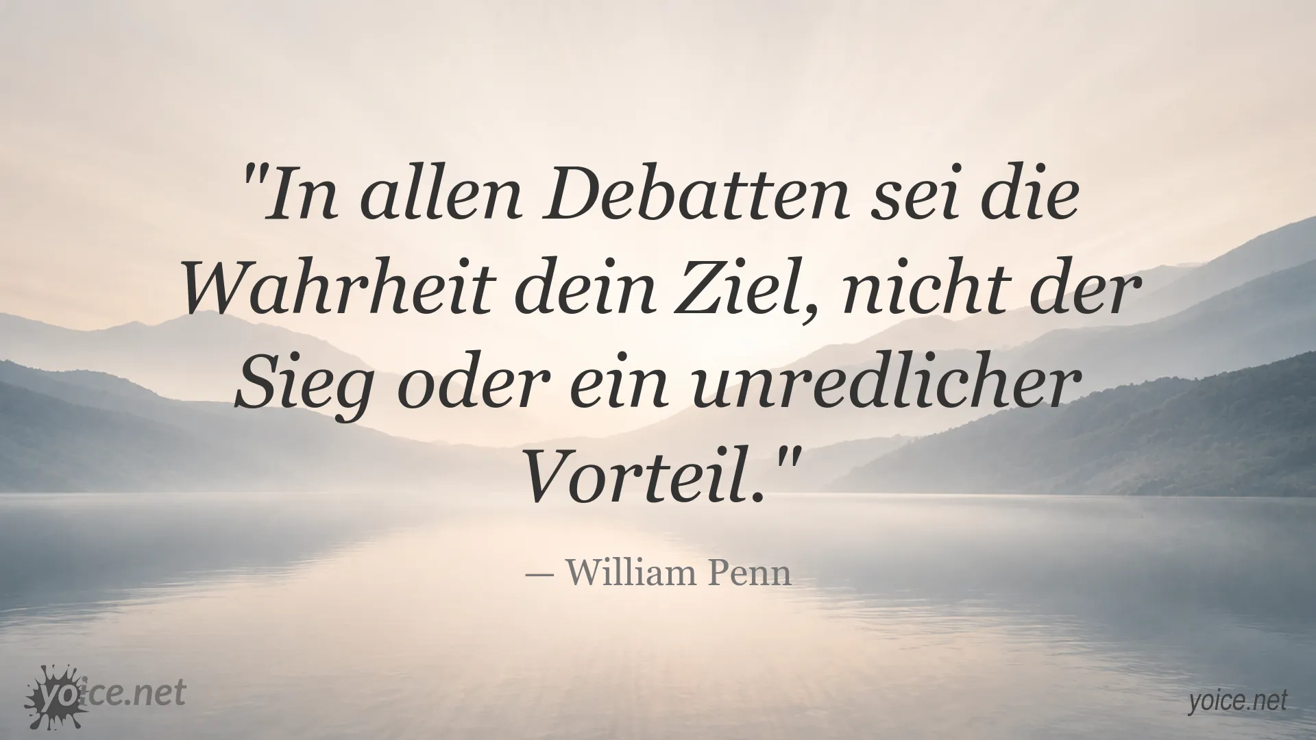 Zitatbild von William Penn über die Bedeutung der Wahrheit in Debatten