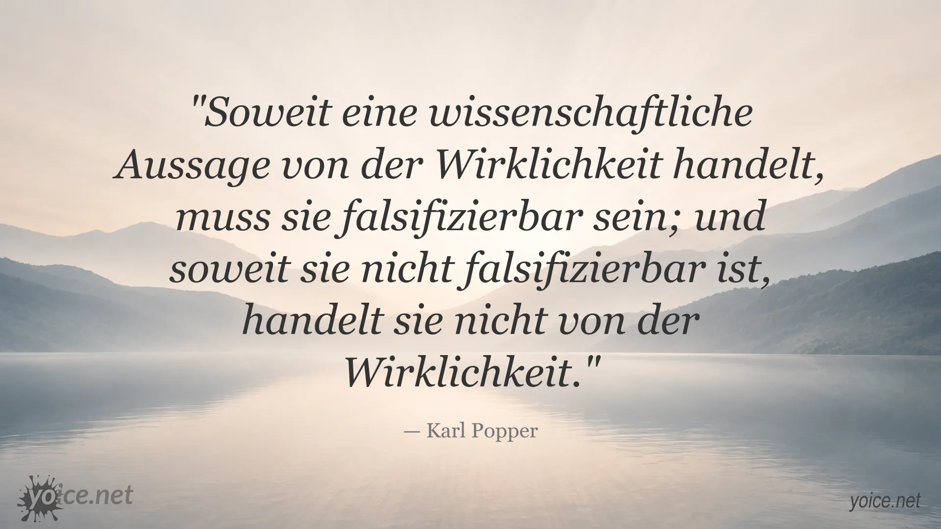 Zitat von Karl Popper über die Falsifizierbarkeit wissenschaftlicher Aussagen