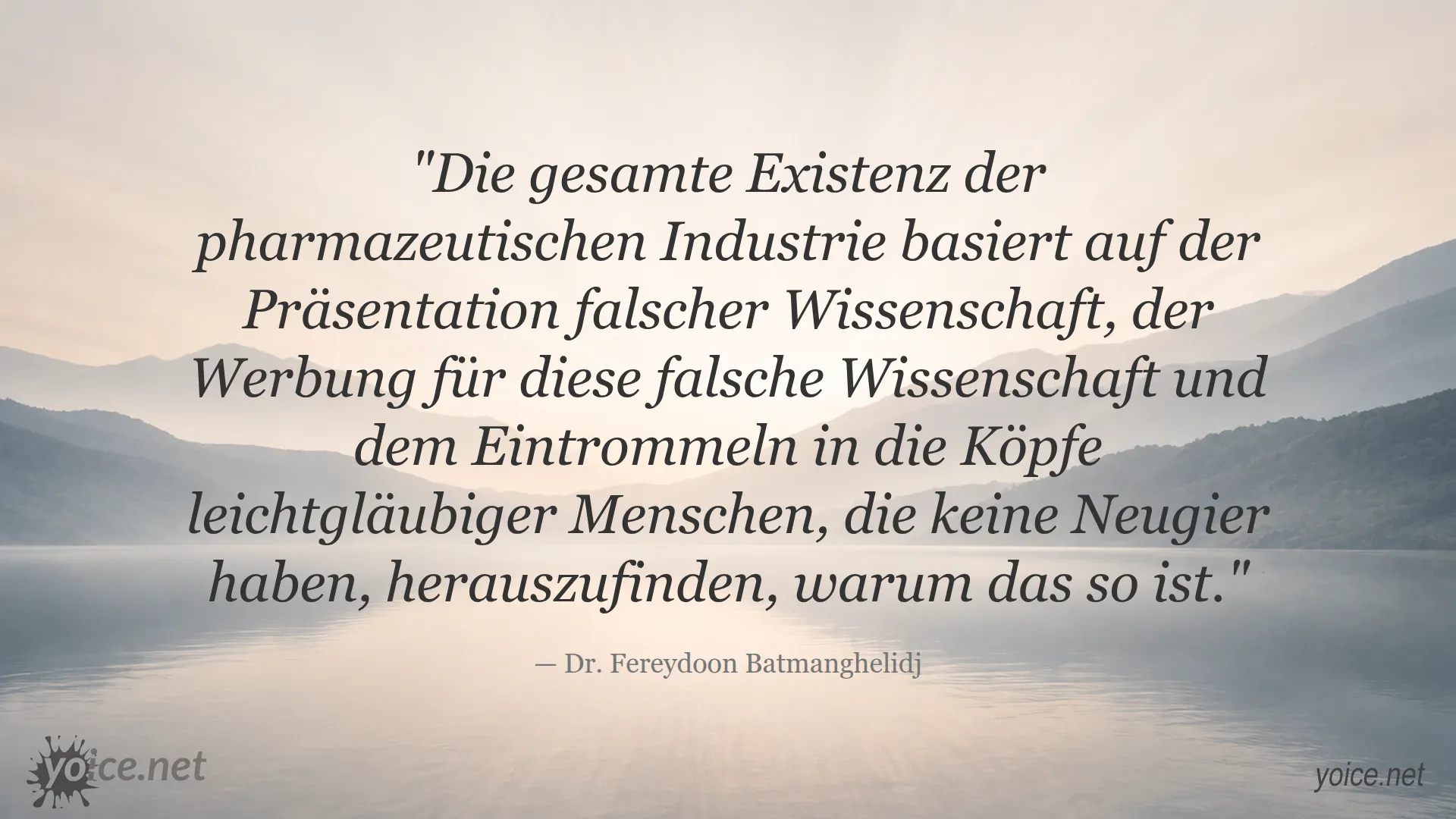 Zitat von Dr. Fereydoon Batmanghelidj über die Pharmaindustrie