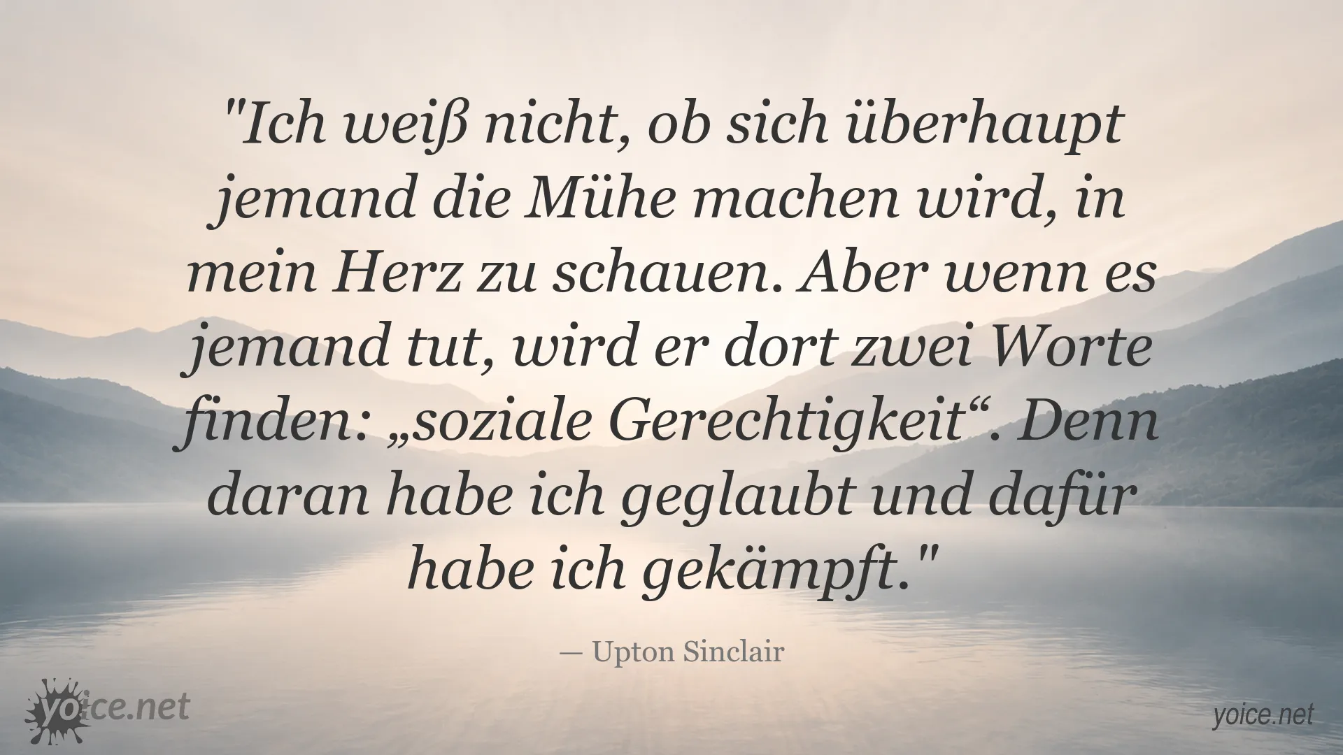Zitatbild von Upton Sinclair über soziale Gerechtigkeit