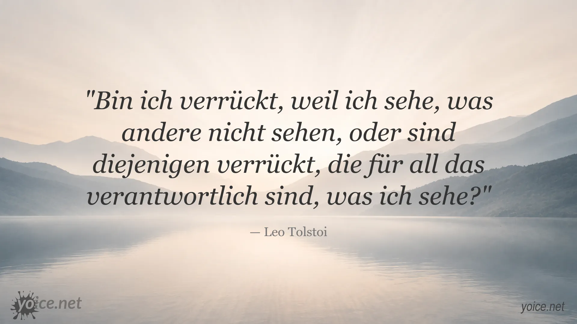 Zitatbild von Leo Tolstoi über Wahrnehmung und Wirklichkeit