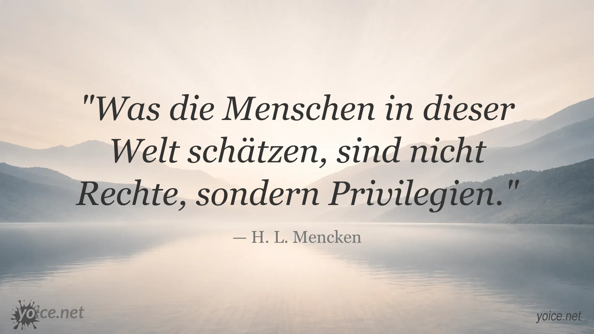 Zitatbild von H. L. Mencken über Rechte und Privilegien