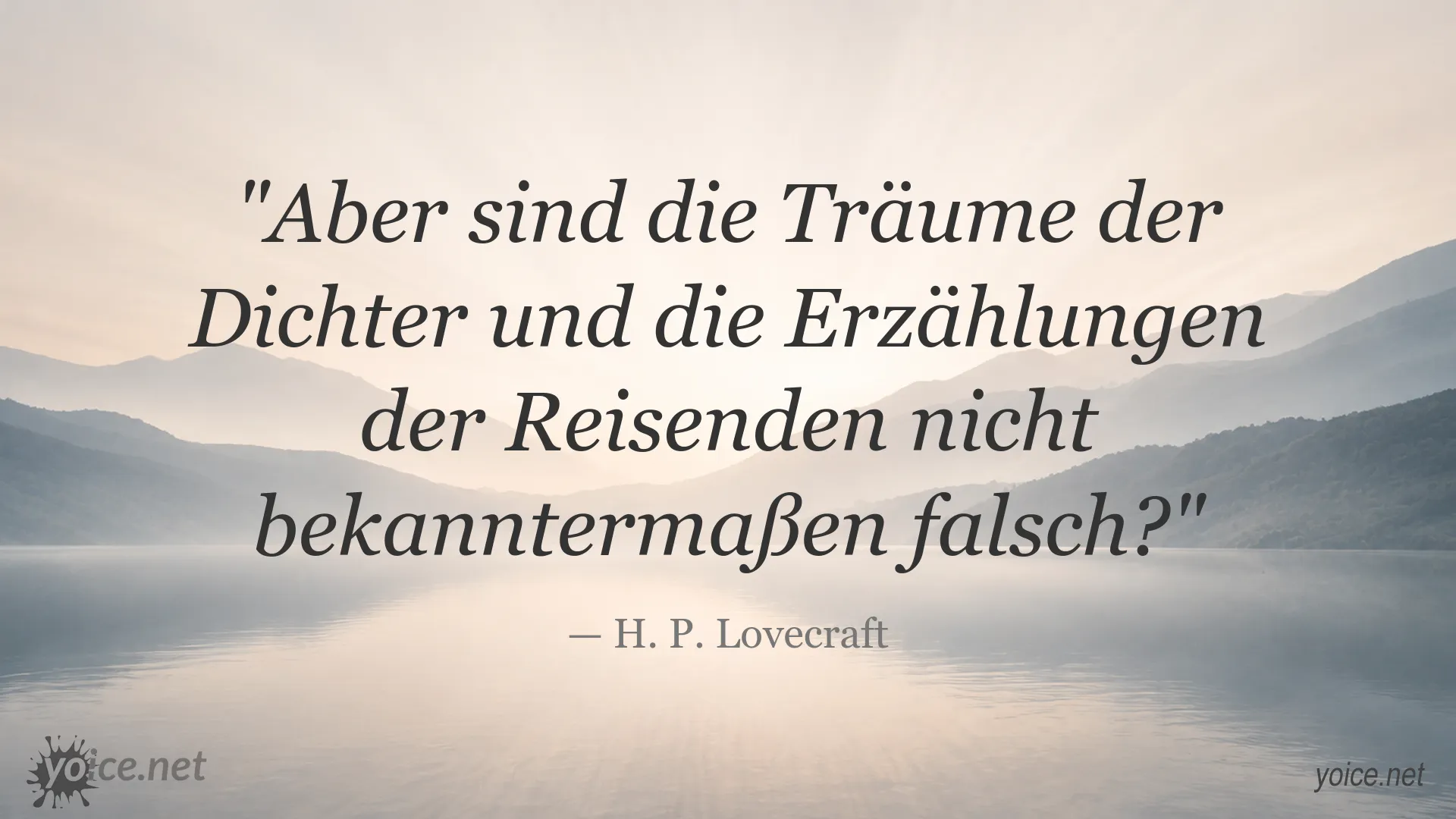 Zitatgrafik mit einem Zitat von H. P. Lovecraft über Träume und Erzählungen