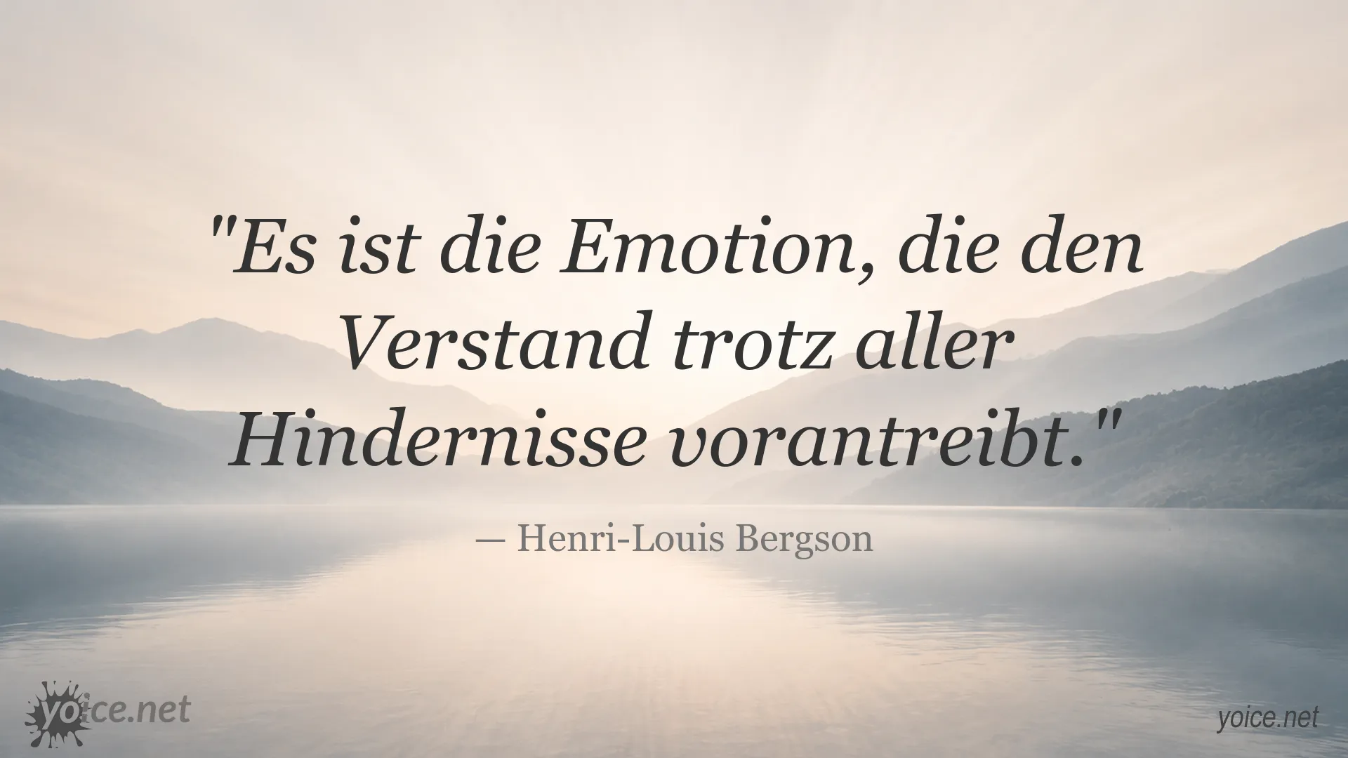 Zitatgrafik von Henri-Louis Bergson über Emotion und Verstand
