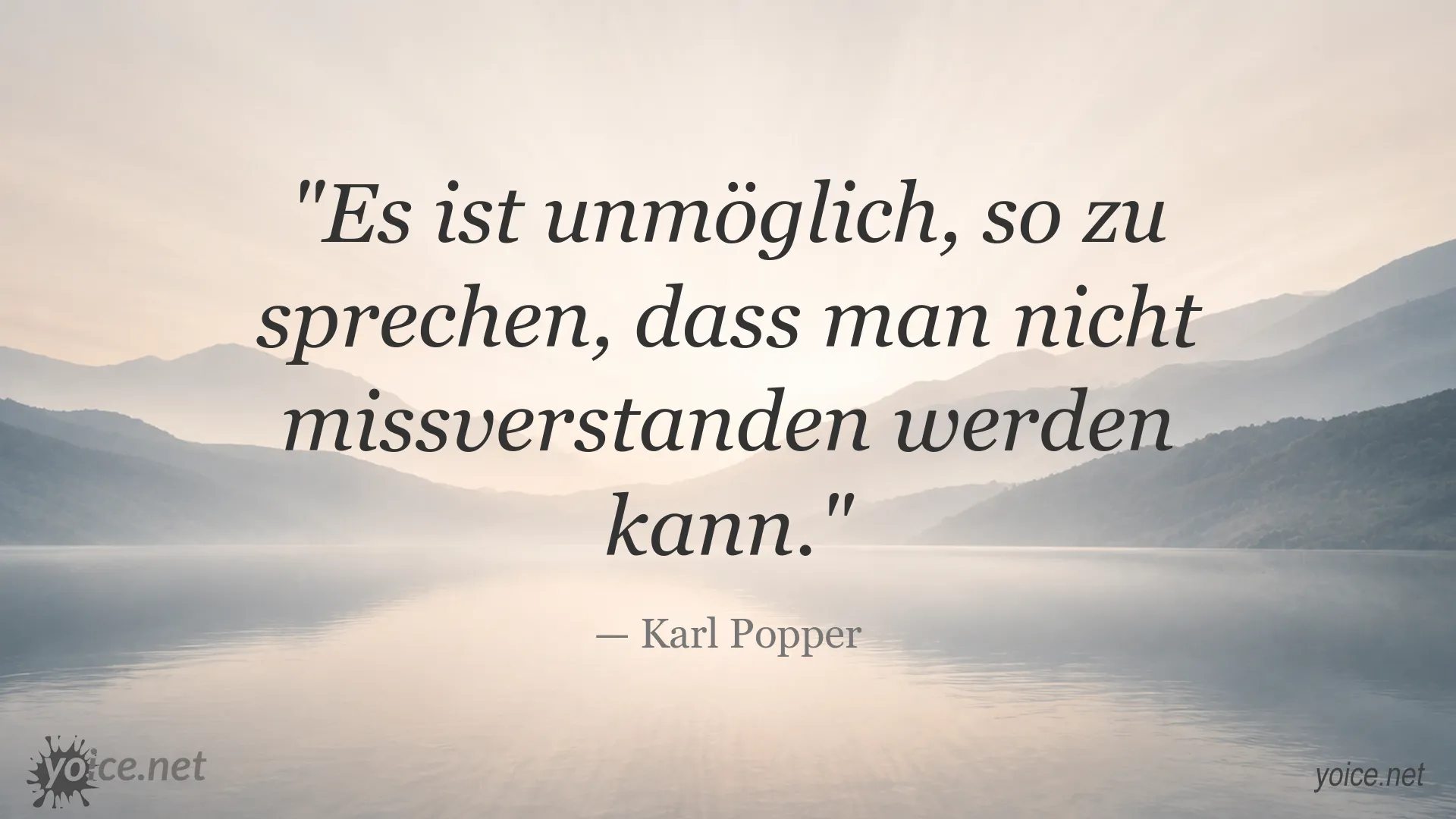 Zitatgrafik von Karl Popper zum Thema Kommunikation und Missverständnisse