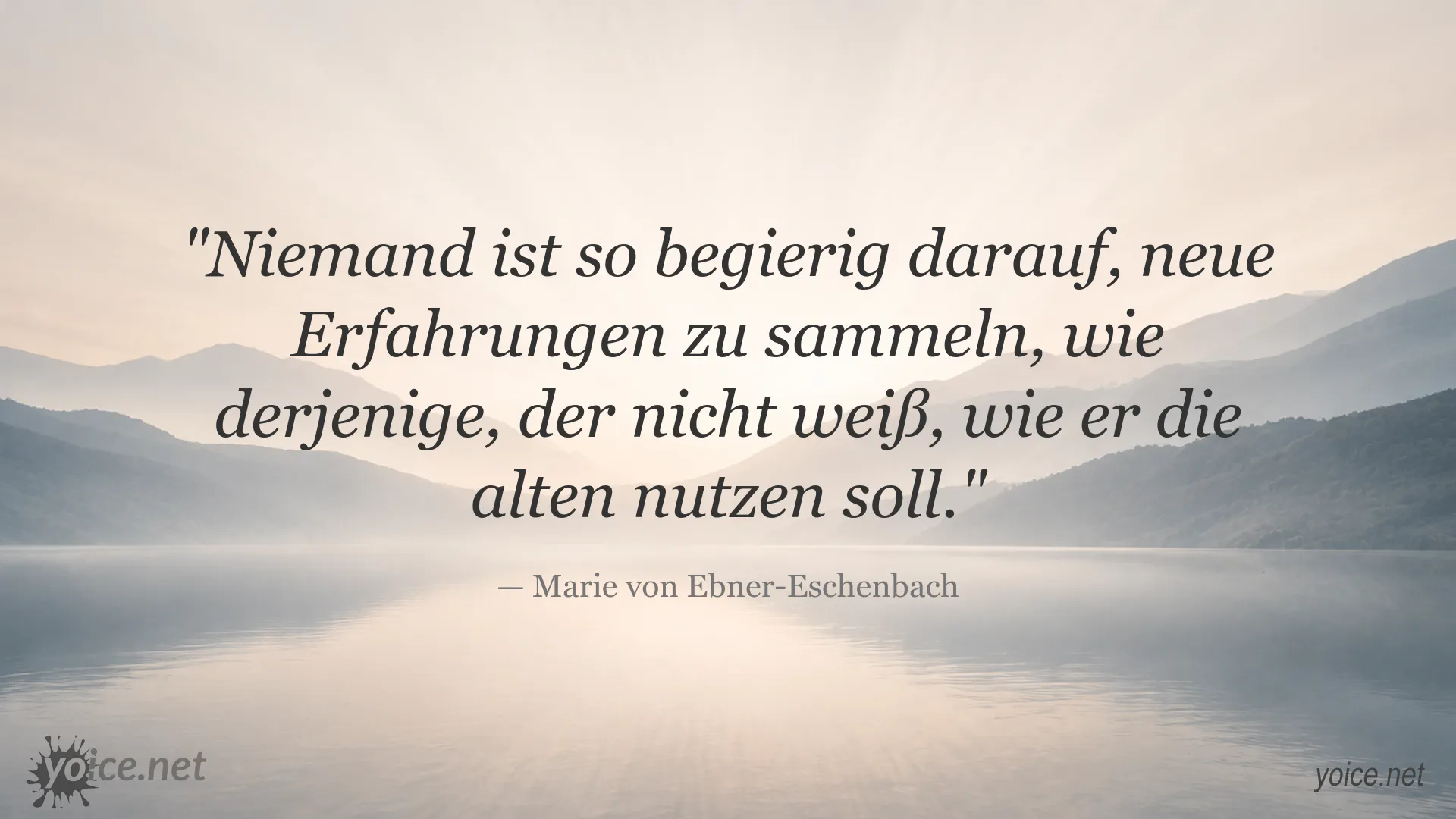 Inspirierendes Zitat von Marie von Ebner-Eschenbach über Erfahrungen und den Umgang mit der Vergangenheit