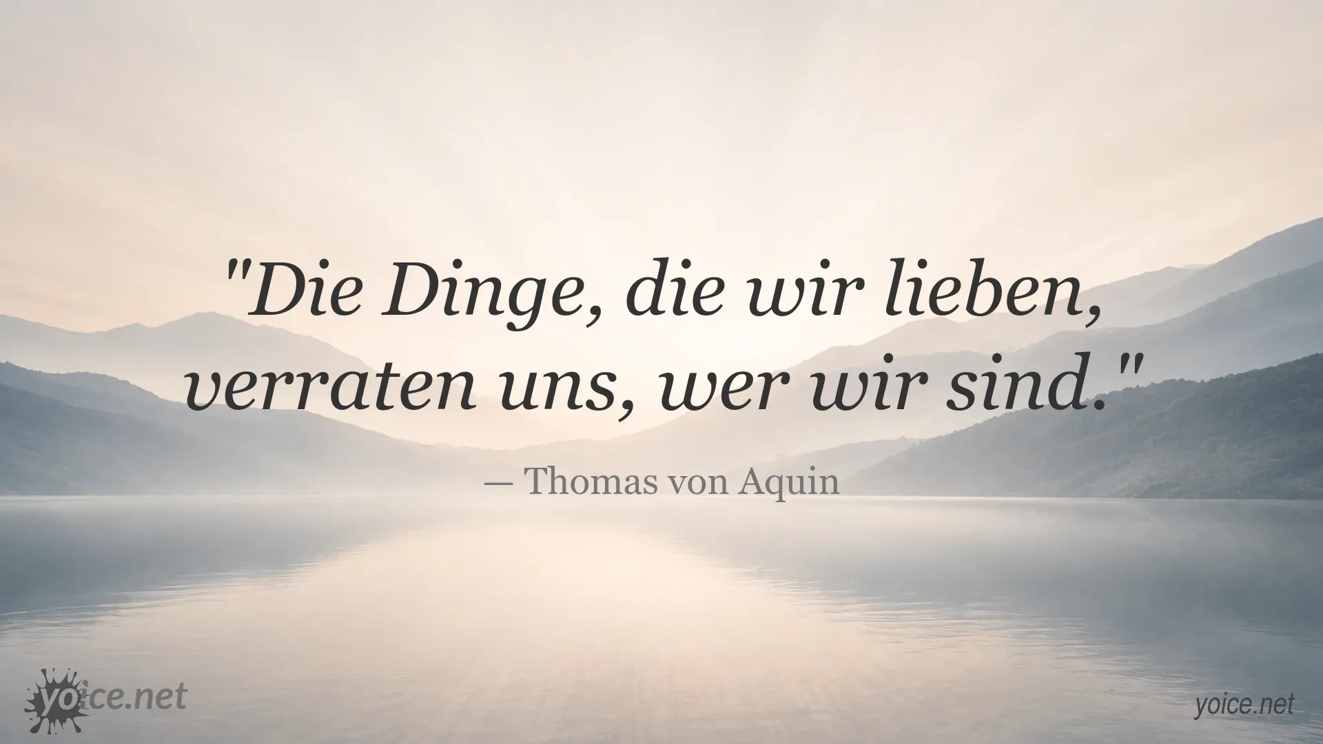 Inspirierendes Zitatbild von Thomas von Aquin über Liebe und Identität