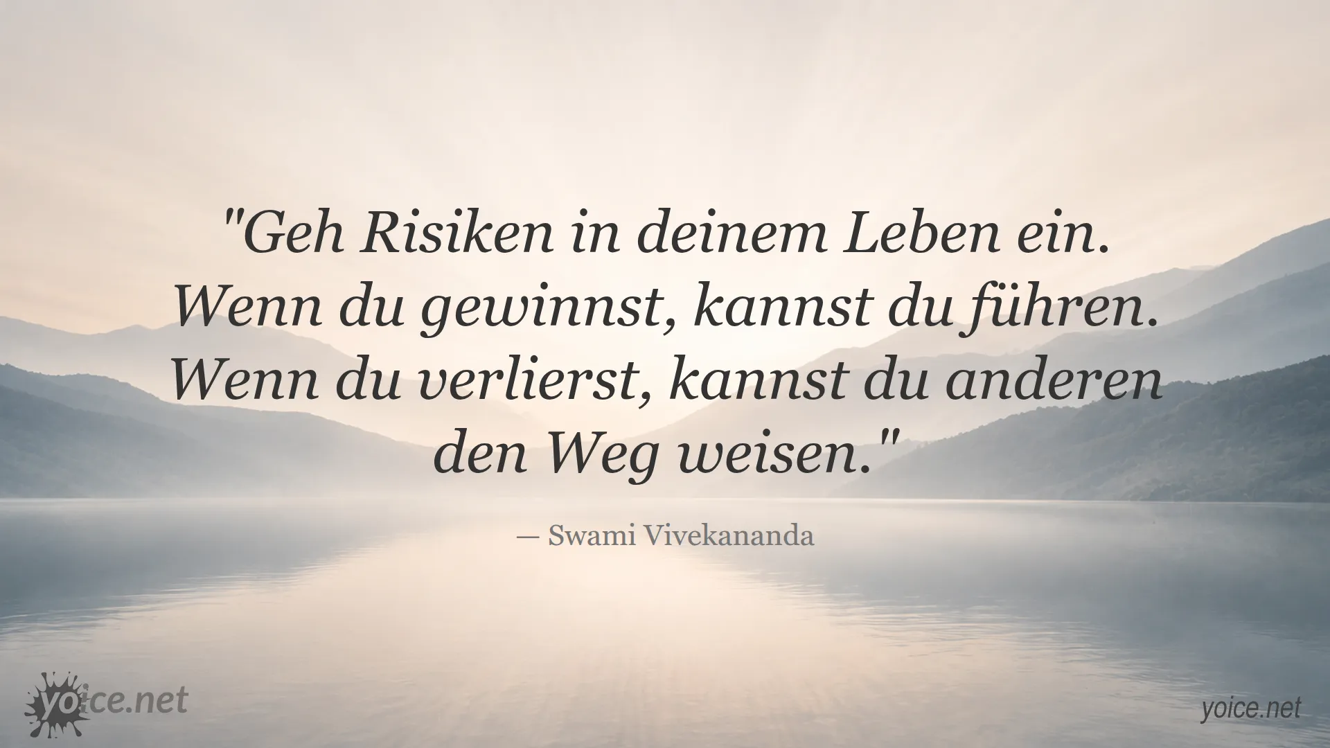 Inspirierendes Zitat von Swami Vivekananda über das Eingehen von Risiken im Leben und Führung